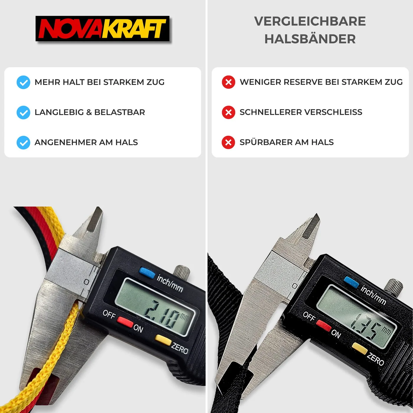 2,1 mm Premium-Materialstärke gegenüber vergleichbaren Halsbändern